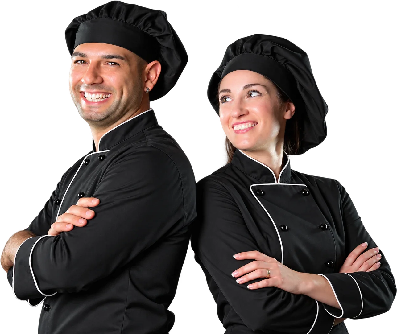 Massimiliano Palma e Roberta Toti in giacca da pasticceria